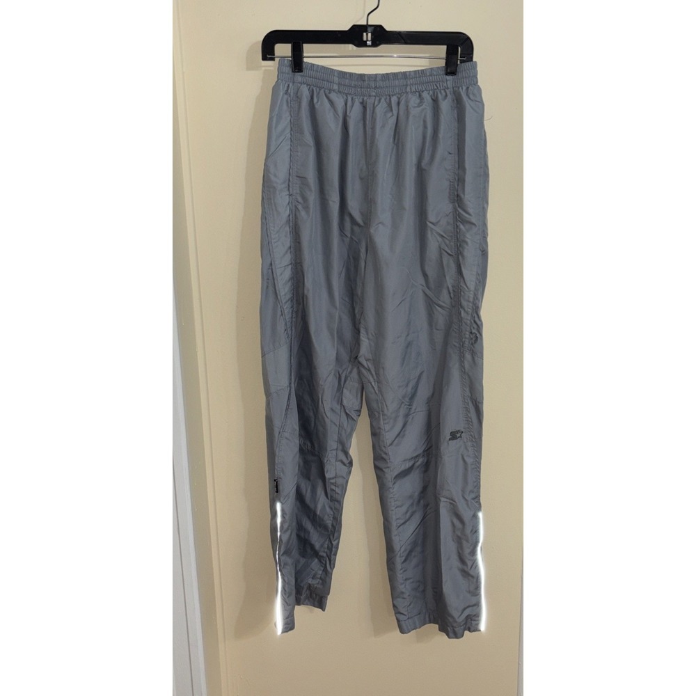 Starter Dri Star Windbreaker Pants Men Size M (32-34) Drawstring Pockets Gray